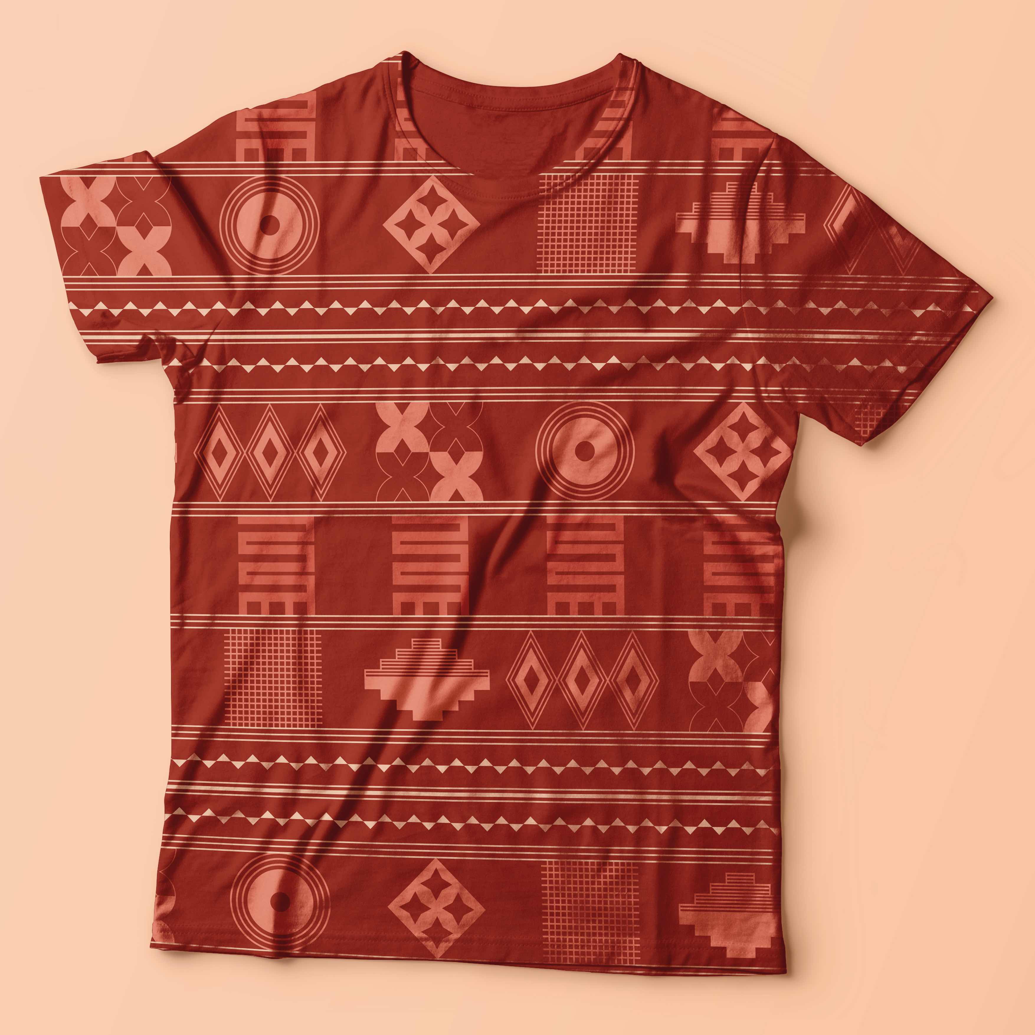 a patterned t-shirt