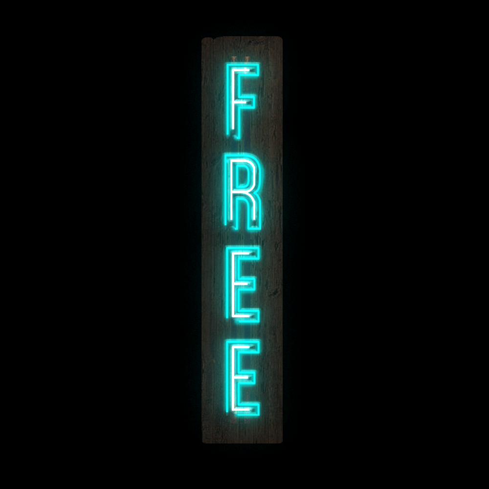 a neon light that reads 'free'