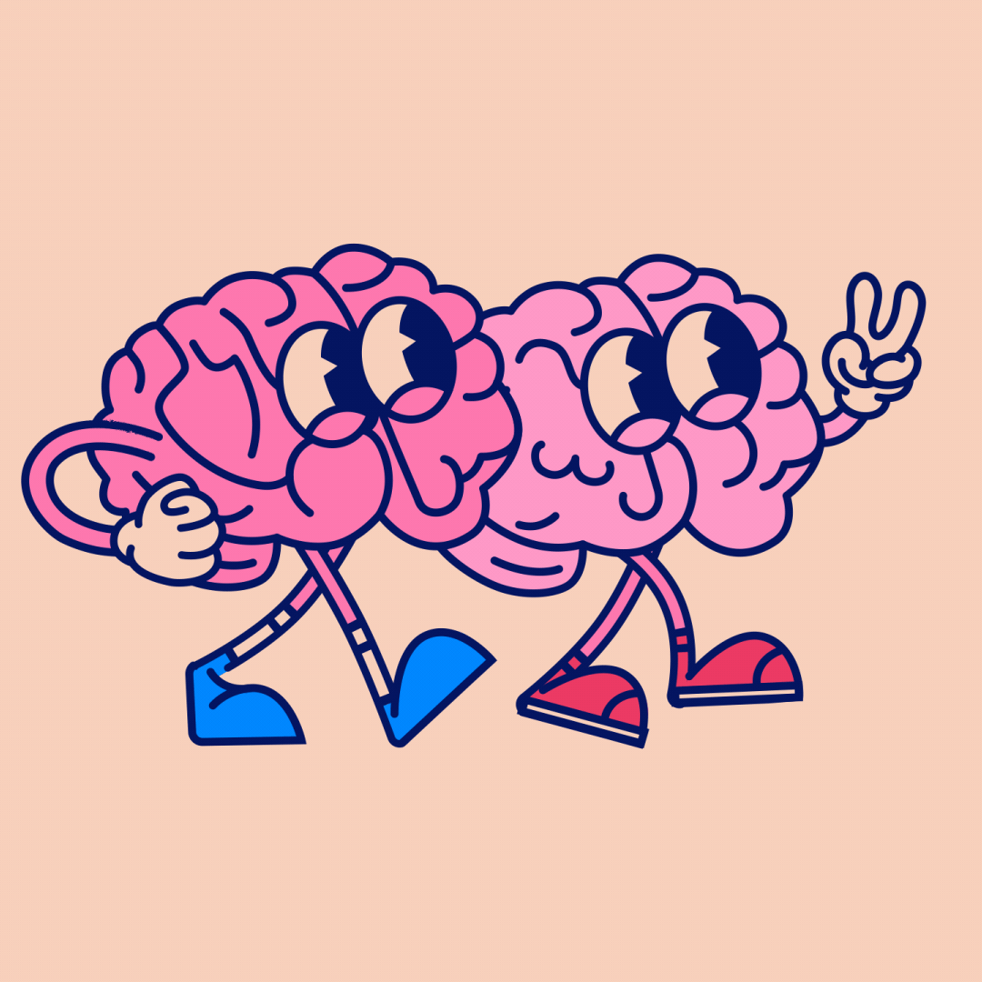 two brains walking together