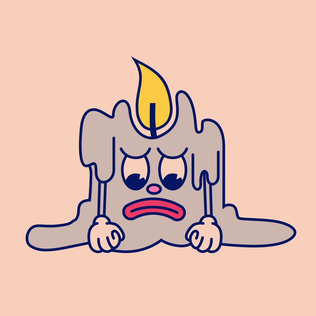 a very sad looking candle