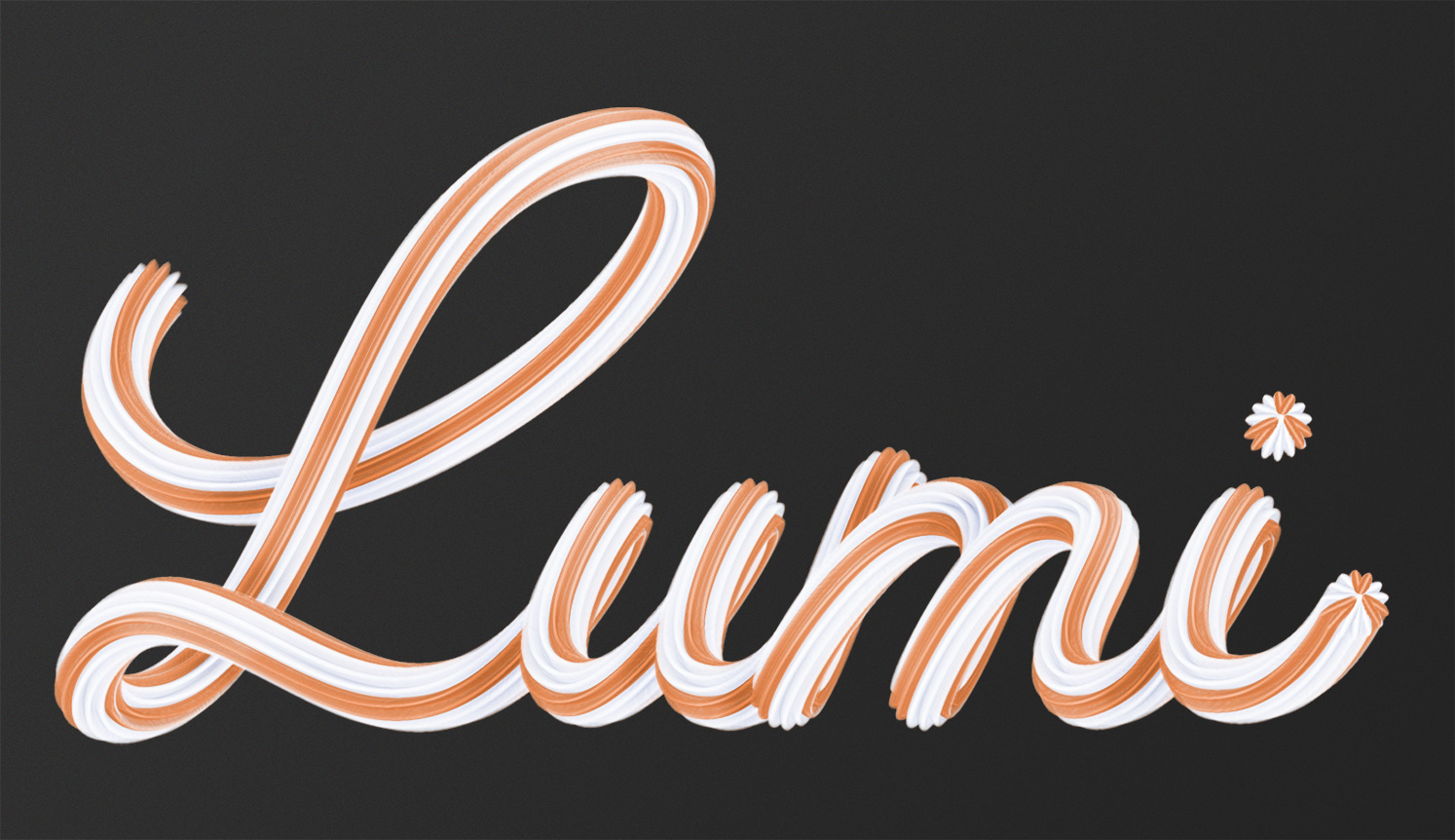 lumi, written in orange and white striped toothpaste