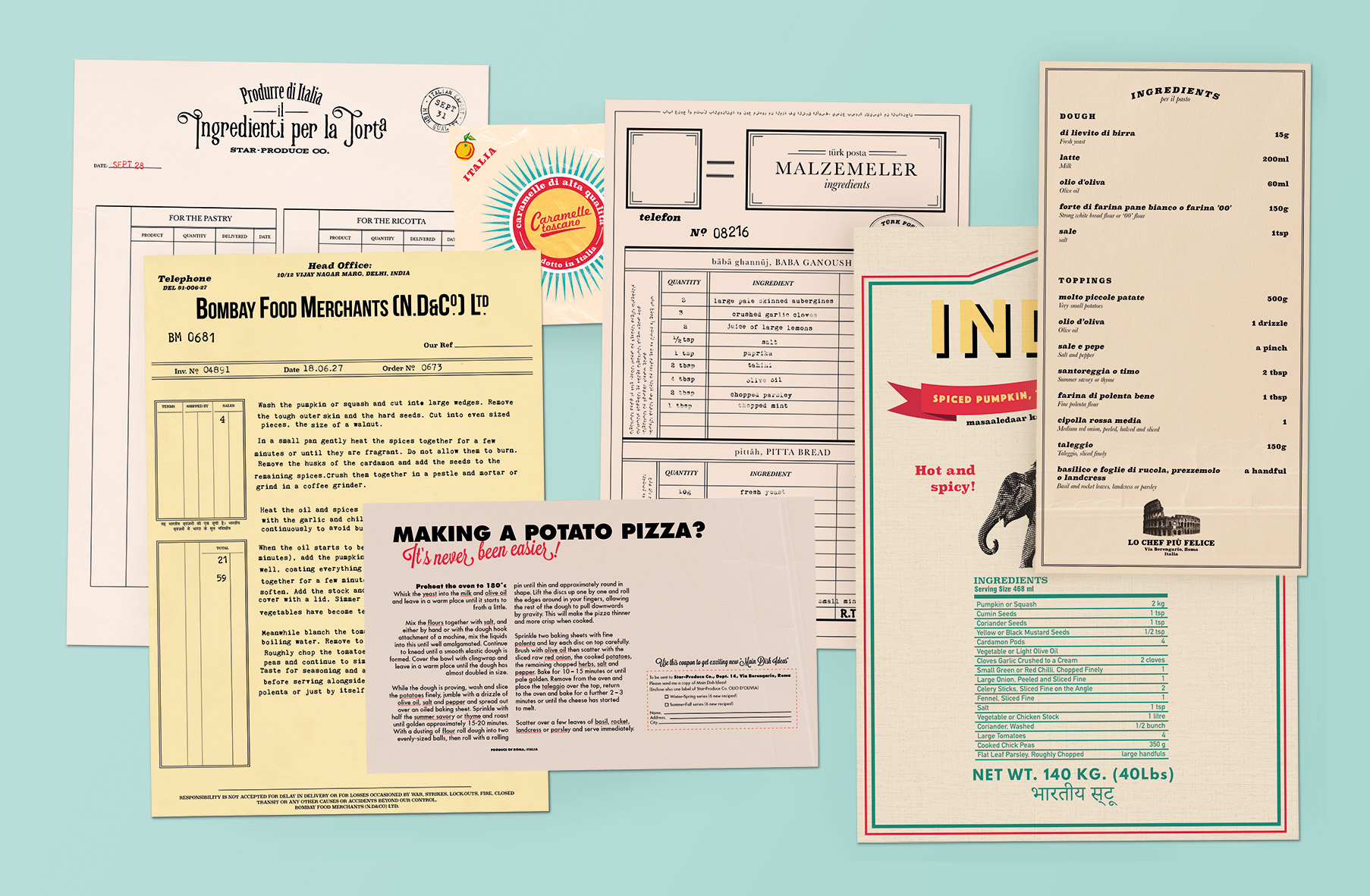 a collage of recipes and notes in the style of found ephemera
