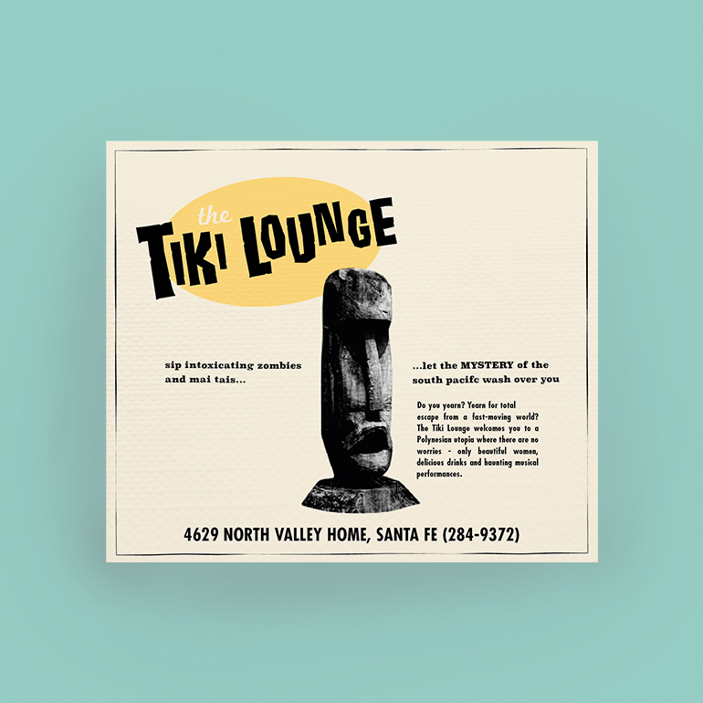 an advert for the tiki lounge