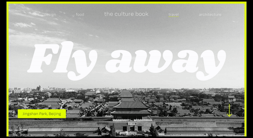 a travel website featuring a photo of Beijing and the words 'fly away'