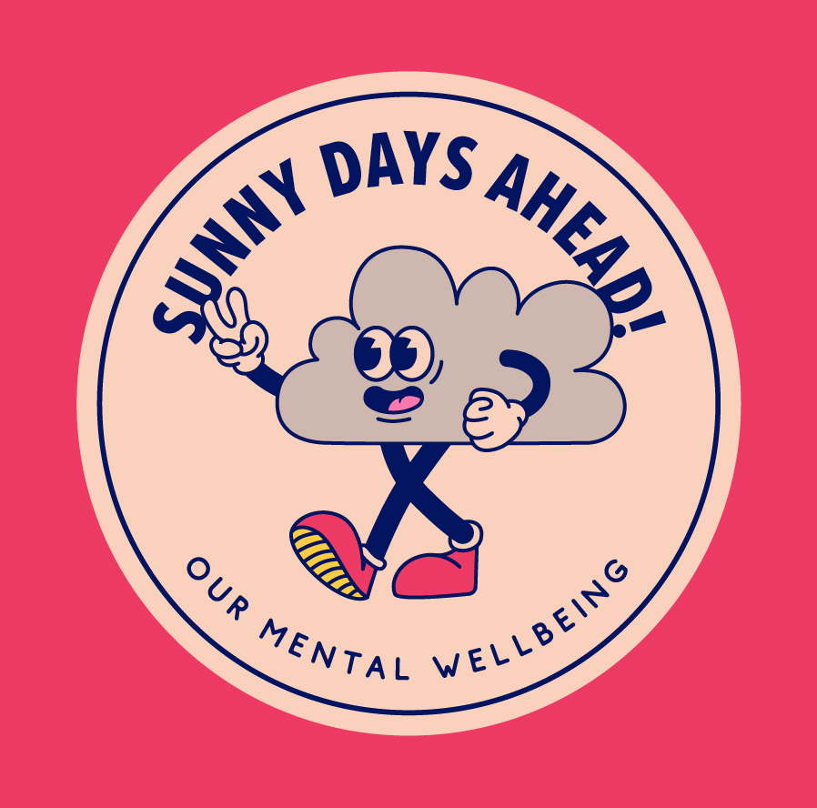 a happy illustrated cloud under the headline 'sunny days ahead'